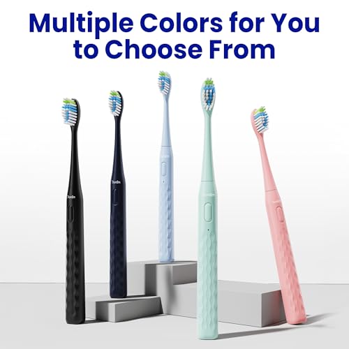 Image of 7AM2M Sonic Travel Electric Toothbrush for Adults & Kids, Travel Case&2 Brush Heads, Battery Powered Sonic Toothbrush, Compact Design for Daily /Travel Use-Navy