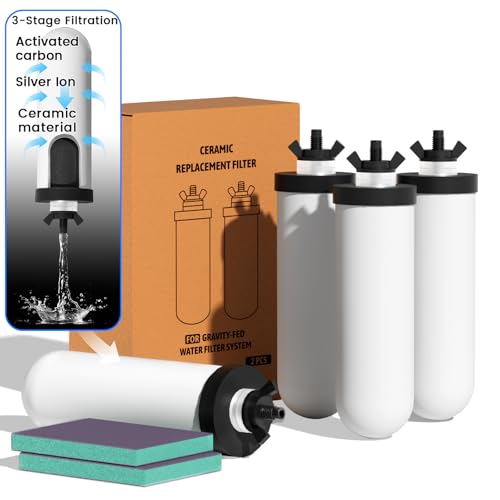 Joypur Washable Ceramic Water Filter Candle, 8.46 Inch 3-Stage with Activated Carbon, NSF/ANSI...