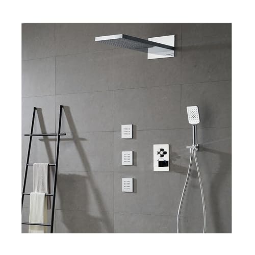 Sistema De Ducha De Lluvia Termostático, Juego De Grifería De Ducha De Baño Completo Con 4 Funciones, Accesorios De Ducha De Latón Con Cabezal De Ducha De Lluvia Y 3 Modos De Mano, 3 Rociadores Corpo