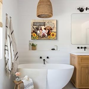 Beabalea Farmhouse Animals Canvas Kitchen Wall Art Rustic Sunflowers Donkey Cow Pig Pictures Wall Decor Country Red Barn Windmills Artwork Painting for Bedroom Bathroom Living Room 12"x16" Beabalea Farmhouse Animals Canvas Kitchen Wall Art Rustic Sunflowers Donkey Cow Pig Pictures Wall Decor Country Red Barn Windmills Artwork Painting for Bedroom Bathroom Living Room 12×16