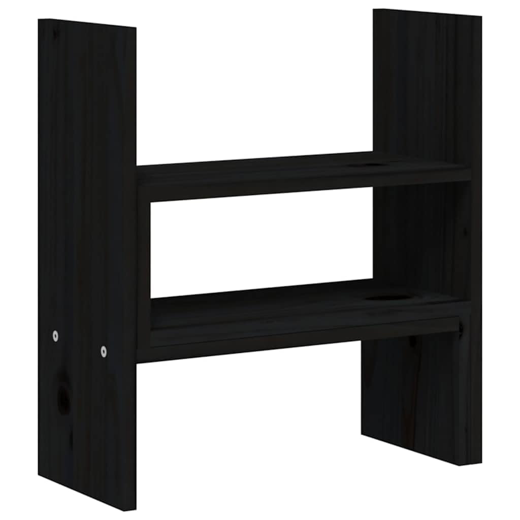 Stojak na monitor z litego drewna sosnowego w kolorze czarnym, regulacja wysokości 39-72 cm, idealny do ergonomicznej pracy, gier, biura domowego, gabinetu, z miejscem do przechowywania i