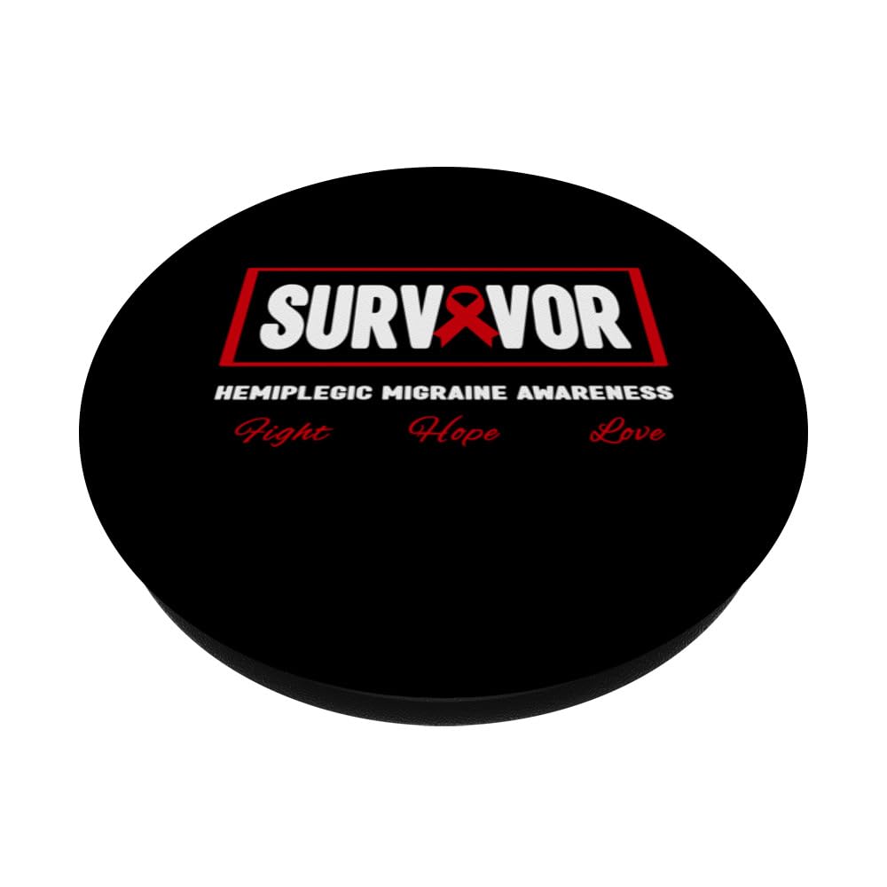 Hemiplegic Migraine Survivor - Hemiplegic Migraine Awareness PopSockets Swappable PopGrip, Black - Image 2
