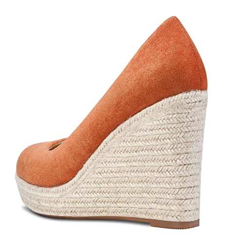 Aachcol Women Platform Wedge Pumps High Heel Close Round Toe Slip-on Dress Shoes Wedding Party 4 Inch3