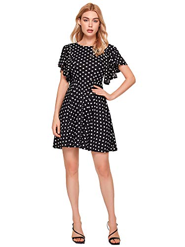 Romwe Elegant Polka Dot Dress For Women A Line High Waist Cocktail Dresses (Small, Polka Dots) #TOP4