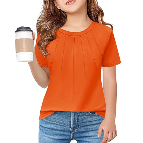 Girls Pleated T-Shirt Short Sleeve Tunic Blouse Quick Dry Crewneck Tees Teen Kids School Uniform Tops Athletic T-Shirt3
