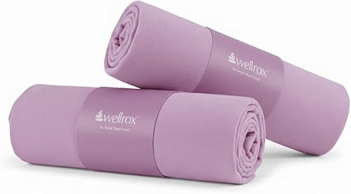 Miniatura 13 de Wellrox Toalla de mano de yoga de microfibra, súper suave, de secado rápido, antideslizante para pilates, gimnasio y entrenamientos (26.5 x 16