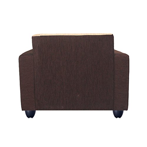 Image of Bharat Lifestyle Tulip 1 Seater Fabric Sofa | Brown | Upholstered Accent Sofa for Living Room, Bedroom & Office | Acacia Wood | DIY Assembly | 1 Year Warranty