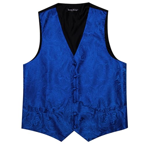 Image of Barry.Wang Formal Men Flower Vest Paisley Jacquard Silk Ties Suit Waistcoat Set Wedding 5PCS