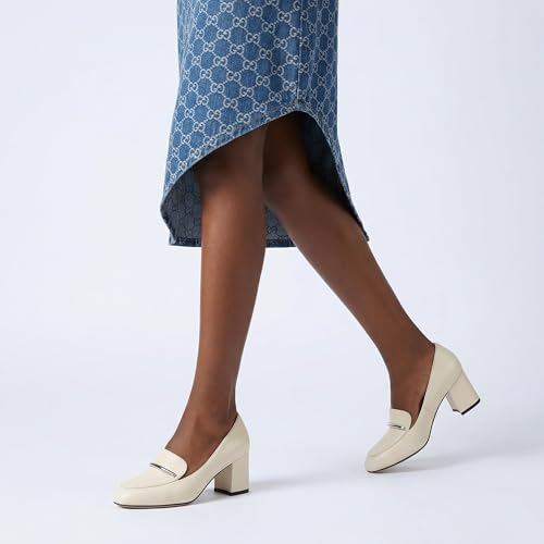Image of Eldof Women's Pumps Block Heel Round Toe Slip On Chunky Loafer Heel Dress Shoes Pumps for Women 2.5 Inches
