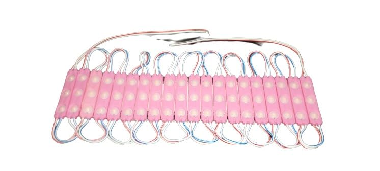 Image of StrawHat 3 LED Strips 12V Waterproof 5630 /5730 LED SMD Injection Module with Defuser Use for Decoration Room, Home, Bike, Car,Auto Rickshaw (Combo) (20, Pink)