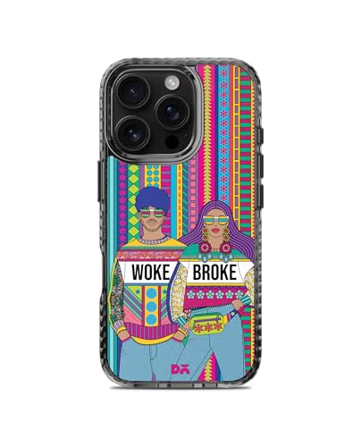 Image of DailyObjects Case for iPhone 16 Pro Max Compatible with Mag-Safe Wireless Charging, Stride 2.0 Woke Broke Couple Slim Shockproof Back Cover with Inner Magnetic Ring