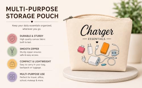 Image of DRUDRAYA Canvas Charger Pouch | Printed Storage Zipper Bag (Pack of 2)