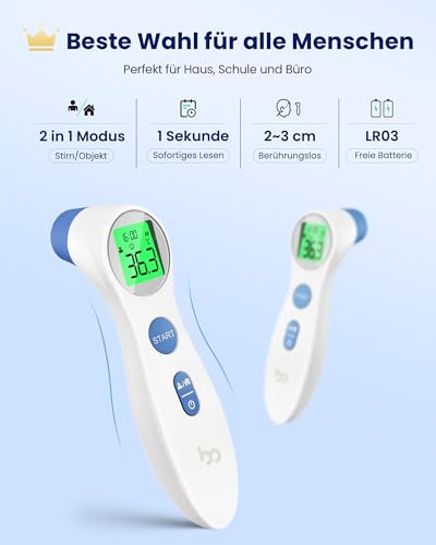 Fieberthermometer für Babys Kinder und Erwachsene, kontaktloses Stirnthermometer Infrarot Digital...