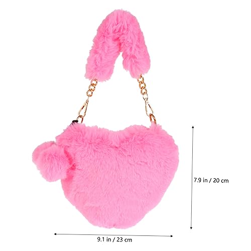 BESPORTBLE 1Pc Fluffy Plush Handbag Heart Shaped Bag for Women Cute Winter Casual Furry Purse Lightweight Portable for Daily Use present2