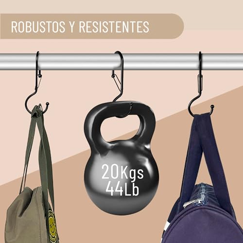 Miniatura 6 de Blau Marité 6 Ganchos Para Colgar Bolsos Para Armario. Ganchos En Forma De S Con Diseño Giratorio. Gancho Anticaída En Forma De S Para Colgar Bolsos Con Hebilla De Seguridad Para Evitar Caídas