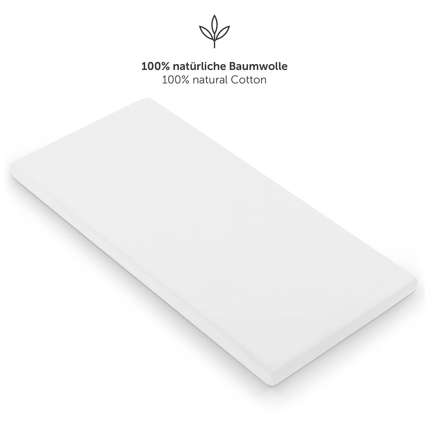 Laleni Lenzuola Culla Neonato - Lenzuola Lettino - Lenzuola Carrozzina Neonato - Coprimaterasso Culla con Angoli Elastici - Coprimaterasso Lettino 100% Cotone 135gsm - Bianco - Culla 55x90cm