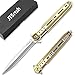 Cuchillo Plegable Supervivencia, Navaja Plegable de Acero Inoxidable 7Cr13 mov, Con Clip, Para Acampar, Picnic, Caza (Amarillo)
