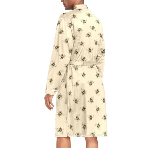 Men's Bee Robes Lightweight Long Sleeve Kimono Bathrobe Soft Sleepwear Loungewear with Pocket2