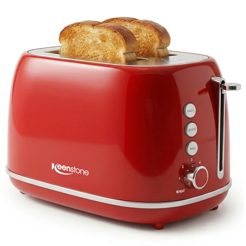 2 Slice Stainless Steel Toaster Retro with 6 Bread Shade Settings, Bagel, Cancel, Defrost Function, Extra Wide Slot, Removable Crumb Tray, Red - image 9