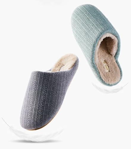 Caistre Women's Fuzzy Scuff Slippers Comfy Memory Foam Winter Shoes Warm Plush House Slipper Indoor Outdoor Shoes with Non-slip Sole2