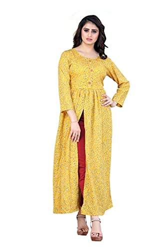 Image of H.E HAMZA ENTERPRISER Printed Crepe Material Brown Western Dress For Women