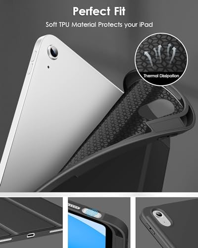 Image of Printme Compatible with iPad (A16) 11th Generation Case 11 Inch 2025, for iPad 10th Generation Case 10.9 Inch 2022 with Pencil Holder, Slim Trifold Stand Protective Cover with Soft TPU Back (Black)