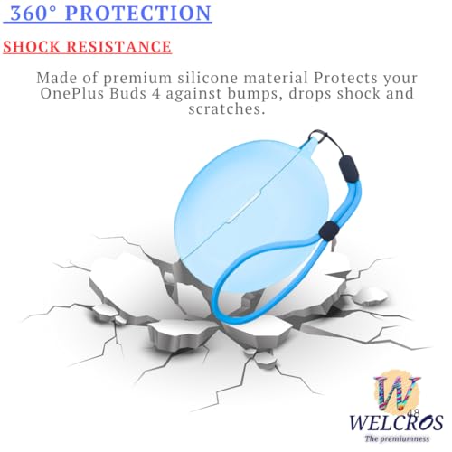 Image of WELCROS Soft Silicone Protective Case Cover for OnePlus Buds 4 (Lanyard SkyBlue)