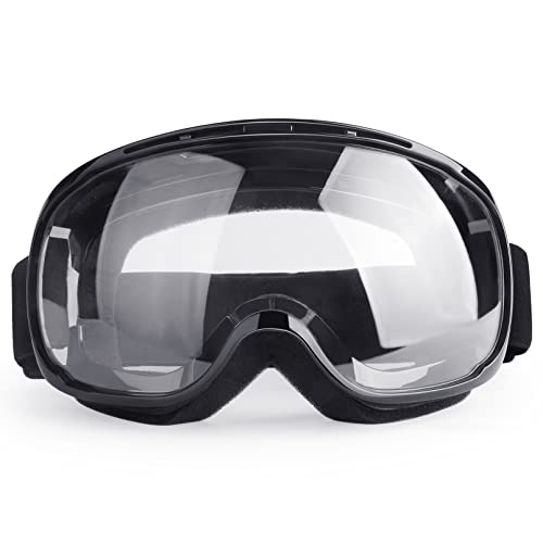 4-FQ Adjustable Motorcycle Goggles, Lightweight, Black Frame+Clear Lens, Unisex