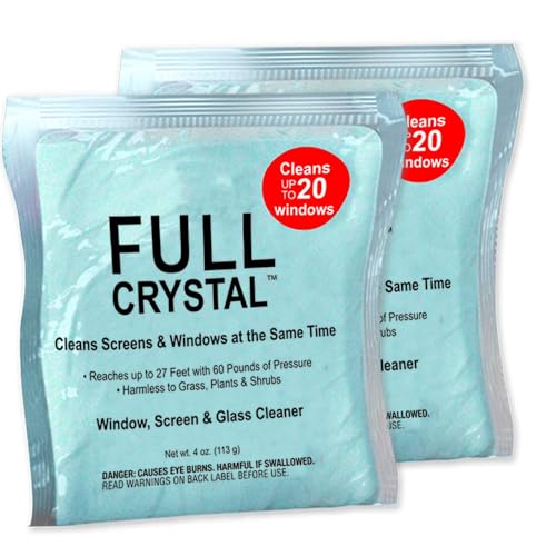 Full Crystal Refill Kit – Two 4 oz Crystal Powder Exterior Window Cleaner Packets, Each 4 oz Bag...