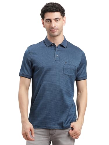 Polo bleu ajusté en pur coton pour homme Turtle