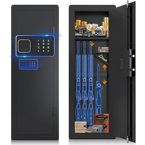 SAPITAL Wall Gun Safe, Gun Safe for Rifles and Pistols, Gun Safes & Cabinets, Safes Between the Studs 16" Centers,In Wall Safe,Wall Gun Cabinet with Digital KeyPad and Adjustable Gun Rack (Black） Cover