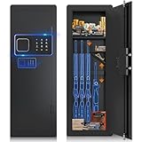 SAPITAL Wall Gun Safe, Gun Safe for Rifles and Pistols, Gun Safes & Cabinets, Safes Between the Studs 16' Centers,In Wall Safe,Wall Gun Cabinet with Digital KeyPad and Adjustable Gun Rack (Black）