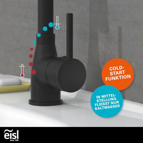 EISL Waschtischarmatur Futura, Wasserhahn Bad Schwarz, Badarmatur – Ansicht 3