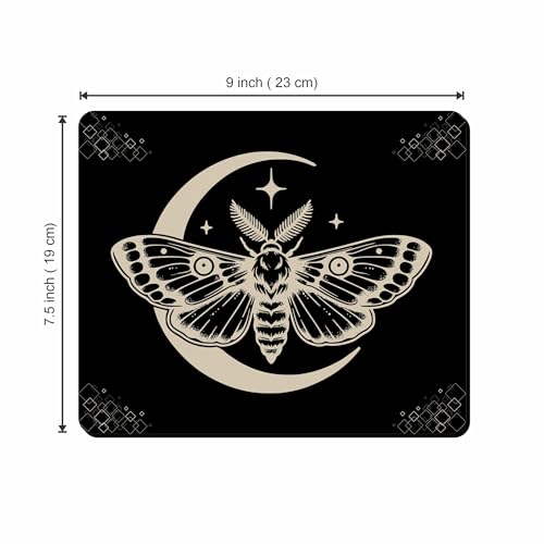 Image of My Print Shop Mystic Moth & Crescent Moon Mouse Pad - Non-Slip Rubber Base, Smooth Surface, 9 x 7.5 Inch