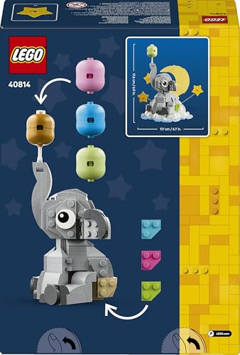 LEGO Le bébé éléphant dans Le Ciel - Set de Construction pour Adulte - Maquette avec Figurine d'animal & Accessoires pour Décoration de Chambre de Bébé - Cadeau Naissance pour Parents 40814