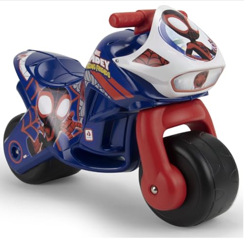 Moto portadora Infantil de 18 Meses a 3 años sin Pedales, Bebe – Twin Postre Spidey Estable + ergonómico para Moto de draisiene de 2 años Ruedas Anchas + Transporte fácil + Estilo Carrera | INJUSA