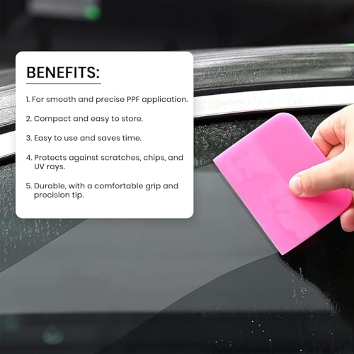 Image of PPF Squeegee Window Tint Tools Window Edge Trimming Scarper for Curved Surfaces Auto Car Paint Protection Film Install Tool (Pink) - Set of 5
