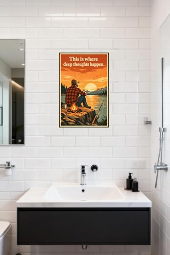 This Is Where Deep Thoughts Happen Metal Tin Sign Rustic Outdoor Camping Wall Decor Fishing Lake Sunset Artwork Funny Bathroom Toilet Quote Plaque Vintage Cabin Lodge Home Bar 8x12 Inch - Image 4