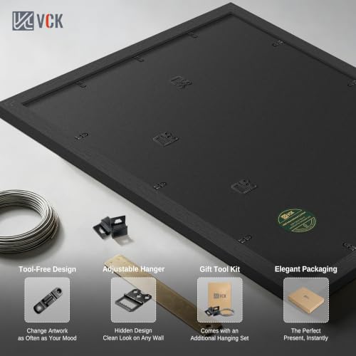Image of VCK 22.375 x 34 Poster Frame 3 Pack, Black Wood, A2 Mat, for Poster Print