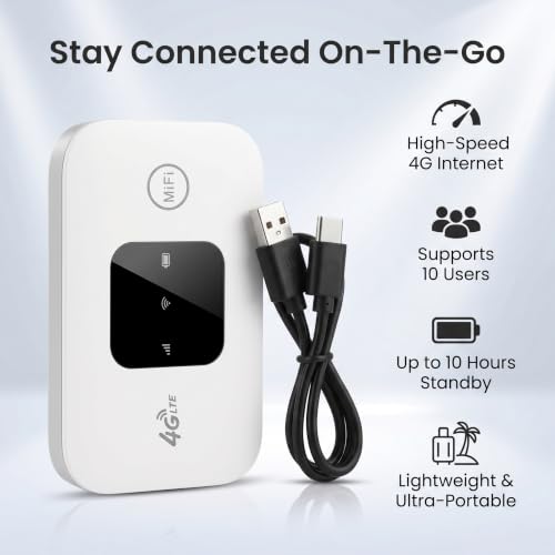 Image of Portable Device, High Speed White Portable Small 4G Mobile Hotspot Router for Phone Laptop Desktop Tablet