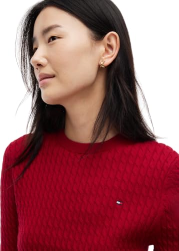 Tommy Hilfiger Damen Co Cable C-nk Ls Sweater Ww0ww44993 Pullover Sweater, Himbeersaft, M – Ansicht 3