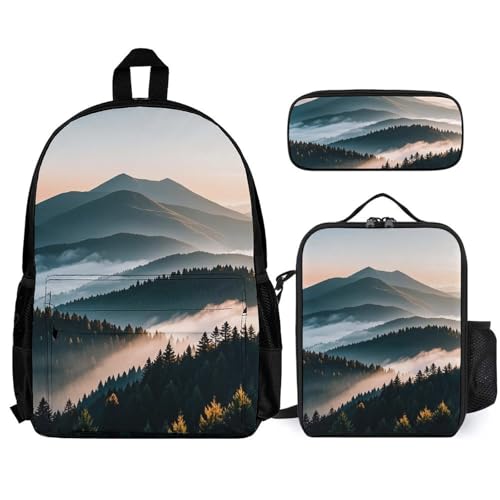 Sac à dos ordinateur portable blanc 3 pièces compact avec sac déjeuner