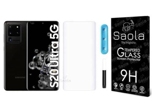 Image of Saola Curved UV Tempered Glass For Samsung Galaxy S20 Ultra. Comes With UV Light & Glue For Finest Pasting. Edge To Edge Protection With Case Friendly Fit. (Pack Of 1)