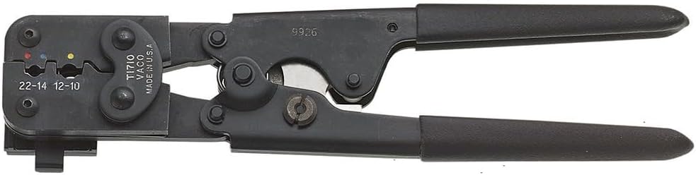 Klein Tools T1715 Insulated Crimper, Full Cycle Ratcheting, Insulated Terminals in Wires 22-16, 16-14, 12-10, Black