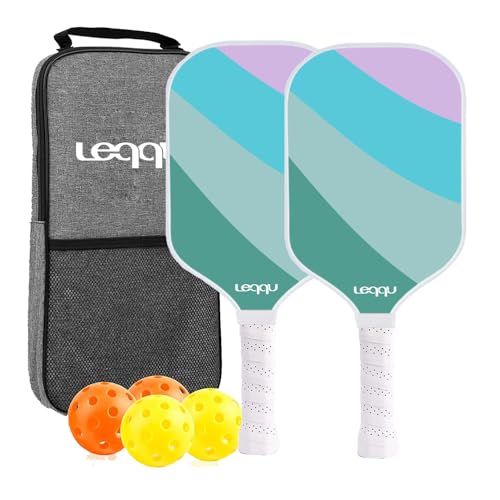 OWOFURY Pickleball Paddles Set of 2, Pickleball Rackets Graphite Fiberglass Surface, Lightweight Honeycomb Core with Outdoor Indoor Balls and Bag for All Ages Player