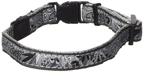 Rogz Fancy Dress Small 3/8" Jellybean Side-Release Fashion Dog Collar, Silver Gecko Design #TOP26