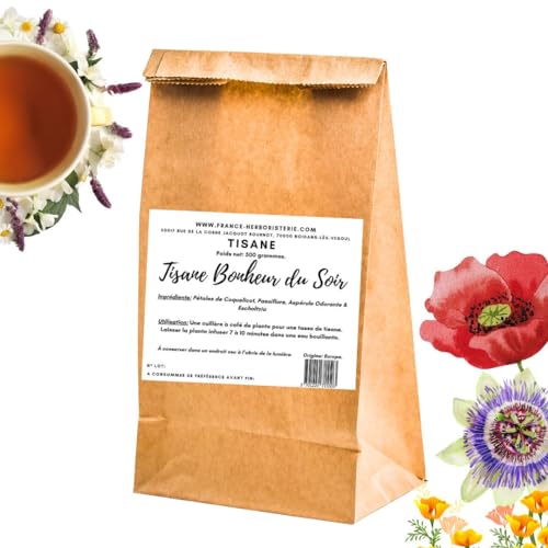 Tisane bonheur du soir 500g, sélection de plantes nobles pour infusion du soir