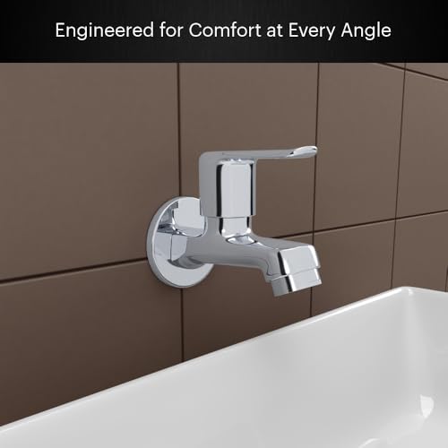 Image of Johnson Sega Brass Bib Cock Faucet for Bathroom, Utility & Garden| Wall Mounted Chrome Finish Brass Bib Tap with Flange| Corrosion & Rust Resistant| Leak-Proof Disc Valve Technology|10 Years Warranty