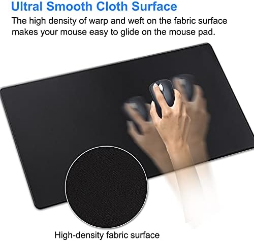 Hosimoln Gaming Mouse Pad, Extended Mouse Pad Size 90x40CM Thickness 3MM,Premium-Textured Non-Slip & Waterproof Computer Mousepad with Stitched Edges for Gaming, Office & Home-90x40 Black