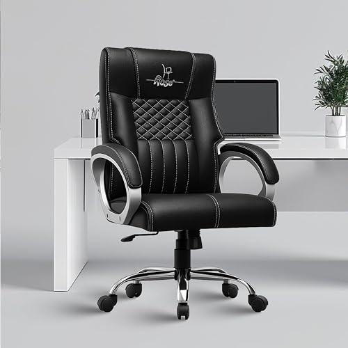 Image of ROSE Iran | 3-Year Brand Warranty | Comfortable High Back Chair | Adjustable Boss Chair for Home Office, Swivel Revolving Professional Executive (Black, Leatherette HB)